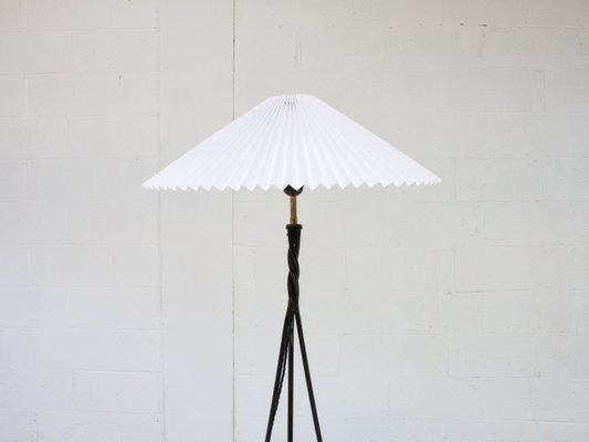 A Vintage 1960s Floor Lamp On, Curved Floor Lamp With Pleated Shade