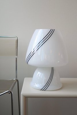 Vintage Murano design white glass mushroom lamp