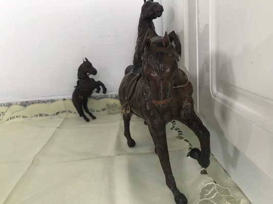 Leather Horse Figurines, 1950s, Set of 3 for sale at Pamono