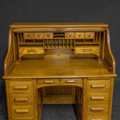 Solid oak roll sales top desk