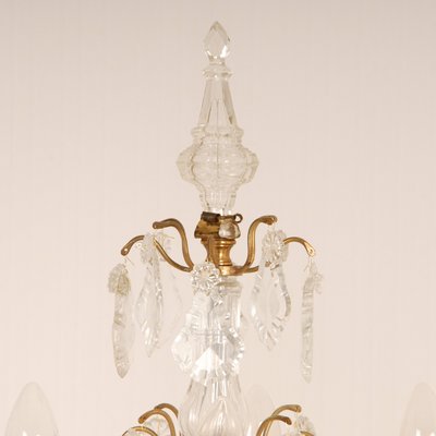 Victorian French Gilt Table Lamps with 4 Lights Clear Crystal