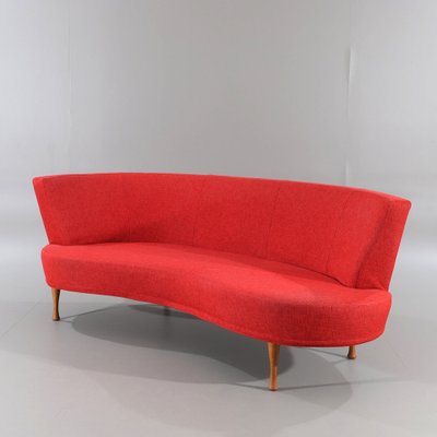 Mid Century Scandinavian Curved Red Sofa