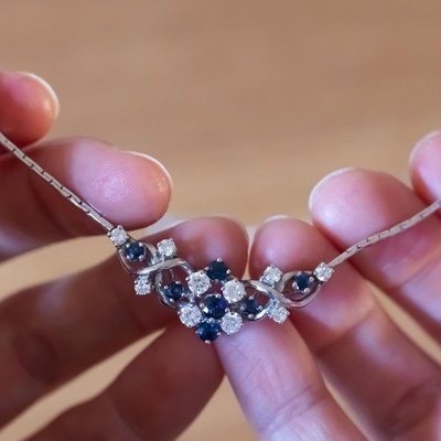 Vintage 14k White Gold Necklace with 