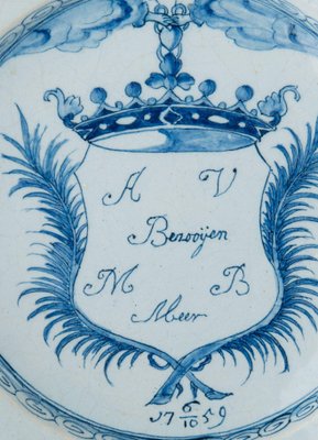 Blau-Weißer Hochzeit Teller von Delft, 1759 bei Pamono kaufen