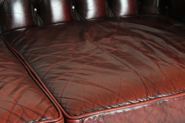 Red Leather Chesterfield Sofa 1980s, Red Leather Furniture Polish