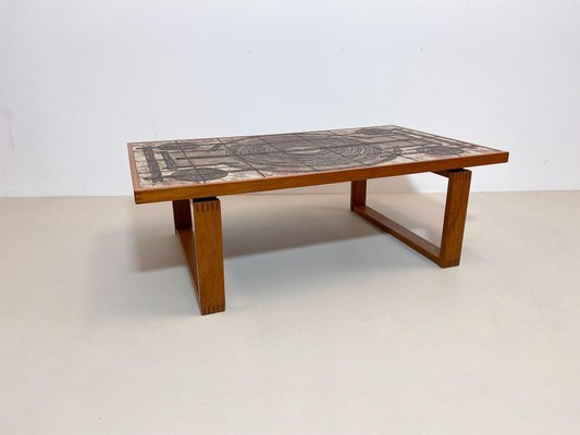 Large Mid Century Modern Scandinavian Coffee Table with Ceramic