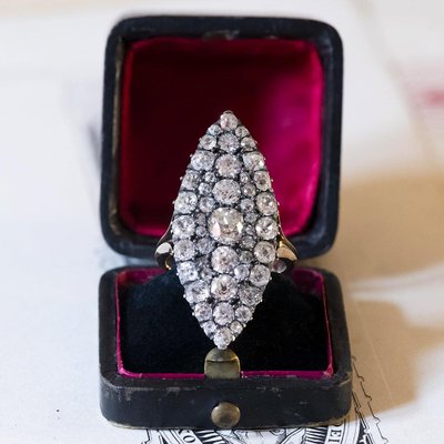 Antique Garnet Silver Ring from 1900s.
