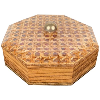 【新品】CHRISTIAN DIOR 八角形ボックス Acrylic Wicker Wood & Brass Octagonal Box by Christian Dior