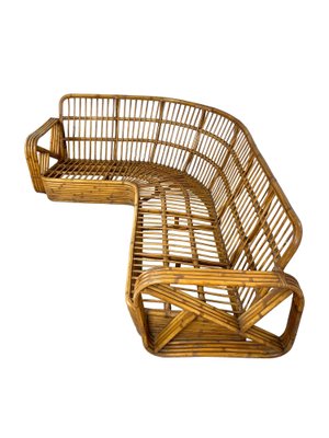 Rattan Wicker Corner Pretzel Sofa Italy 1940s for sale at Pamono