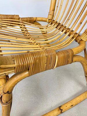 Bamboo Wicker Rocking Chair Italy 1960s for sale at Pamono