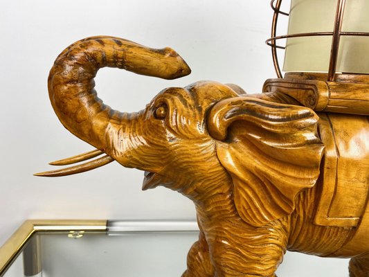 Wooden elephant sale lamp
