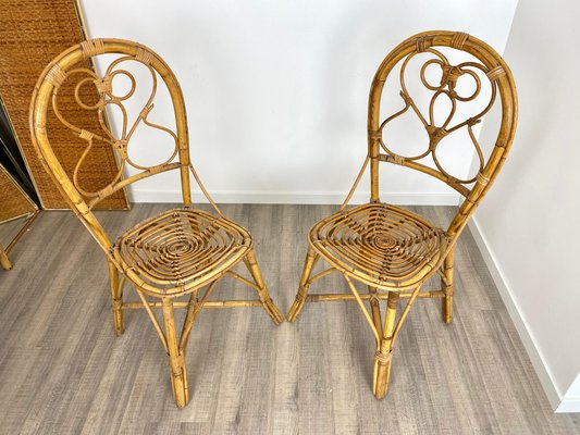 Italian Chairs in Rattan and Bamboo, 1960s, Set of