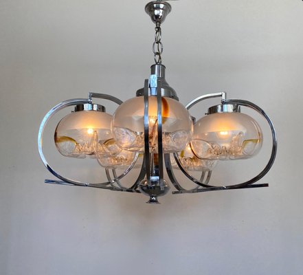 Italian Chrome And Murano Glass Chandelier From Mazzega 1970s For At Pamono Italian Chrome And Murano Glass, Crystal Chandelier New Design Philippines