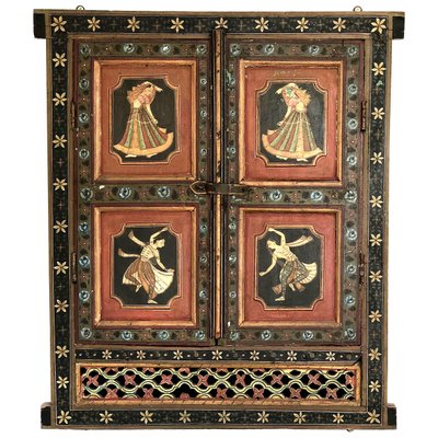 Old Painted Indian Window Shutter From Gujarat - 19thC Old Painted Indian Window Shutter From Gujarat - 19thC