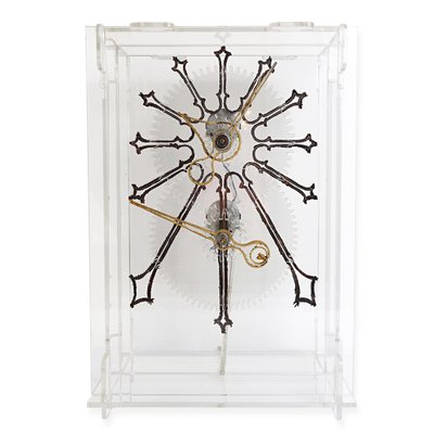 Orologio da tavolo XXL Mid Century moderno in vetro acrilico di