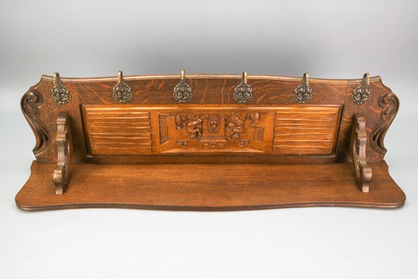 Antique oak coat rack store