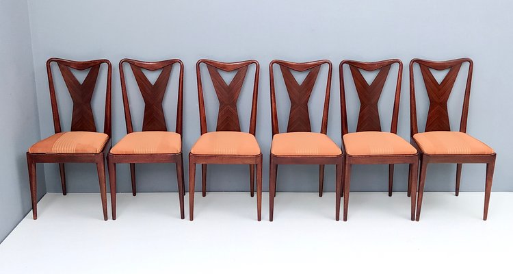 Vintage Walnut Dining Chairs Italy, Walnut Dining Chairs Set Of 6