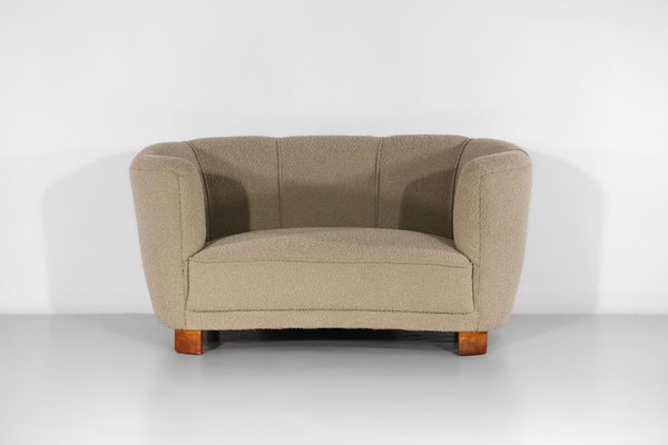 Danish Curved Sofa in Beige Fabric by Gio Ponti 1940s for sale at
