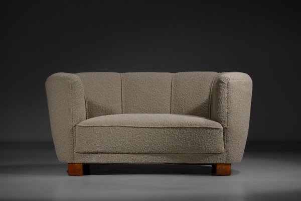 Danish Curved Sofa in Beige Fabric by Gio Ponti 1940s for sale at