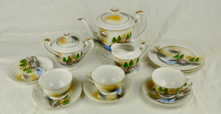 Floral Chinese Coffee Set Chinese Porcelain Coffee Set Rare Coffee Set Oriental Coffee Set Hand-painted Set of Coffee Cup with Saucer