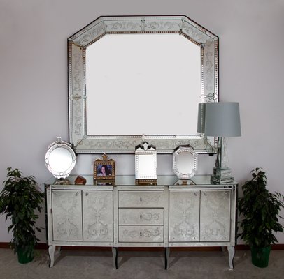 Glass mirrored sideboard store