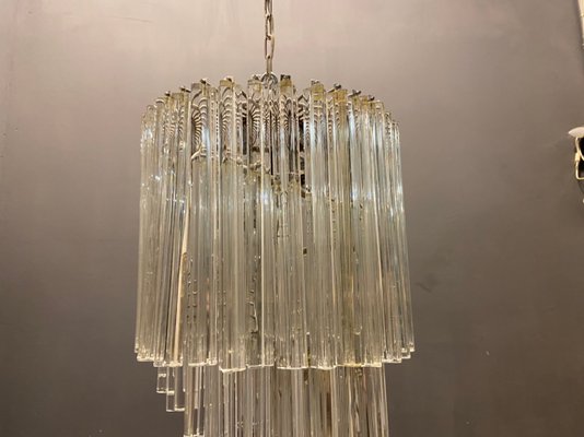 Large Italian Murano Prism Spiral Chandelier