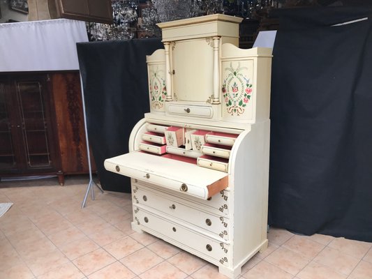 19th Century Scandinavian Hand Painted Ecru Secretary Desk