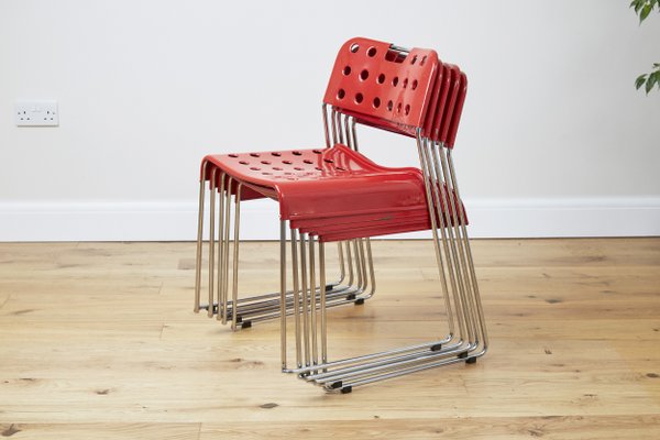Red metal dining chairs top