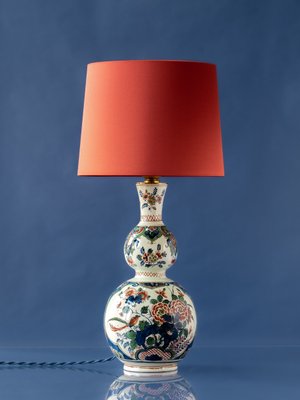 One-of-a-Kind Handcrafted Polychrome Table Vase Margaretha Table Lamp from  Antique Royal Delft