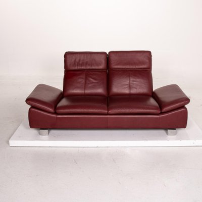 Wine Red Leather Sofa Two Seater With, Genoa Red Leather Sofa