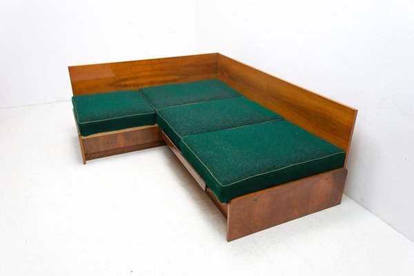 Mid Century Corner Sofabed In Walnut By Jindrich Halabala For Up Zavody 1950s At Pamono Jindrich Halabala For Up Zavody 1950s, Mid Century Corner Sofa Bed