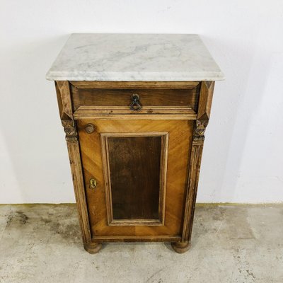 Antique Bedside Cabinet With Marble Top, Antique Marble Top Bedside Cabinet