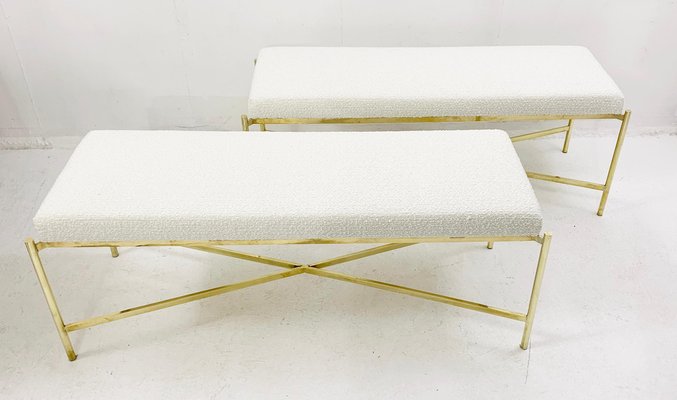Brass upholstered bench deals