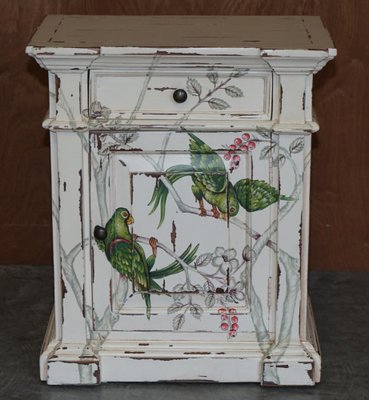 Hand Painted Parrots Birds of Paradise Side End Table Bedside