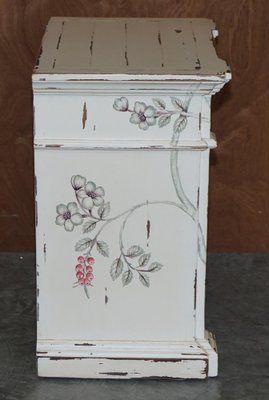 Floral painted wood 2 store drawer accent table