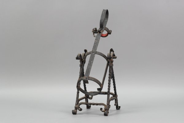 Vintage German Wrought Iron Bottle Cradle Pourer 1970s