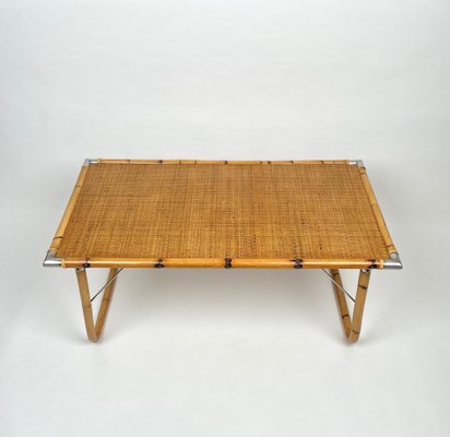 センターテーブル・ローテーブル Old Rattan Coffee Table Rattan Coffee Table - Vintage Rectangular Coastal Boho Chic