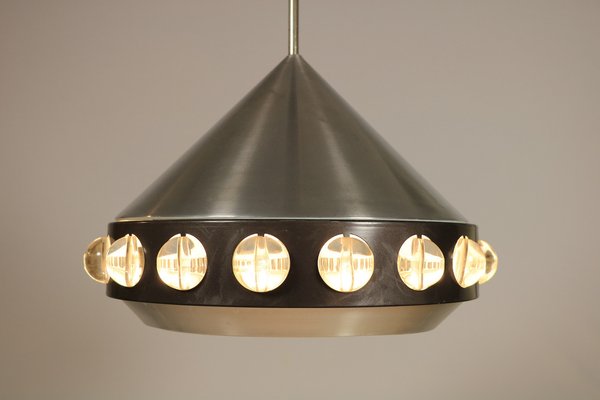 Cylindrical Shape Chandelier In Metal, 1960s Kitchen Light Fixtures