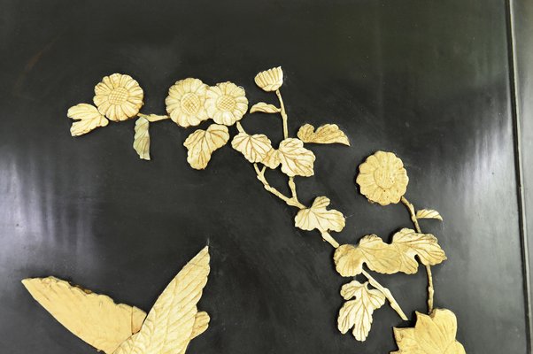 Carved & Inlaid Shibayama Folding Screen, Japan, 1890 for sale at