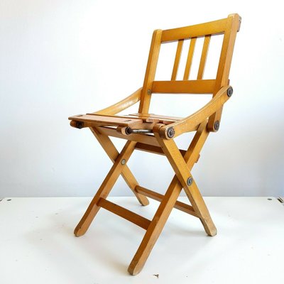 Beech Wood Childrens Folding Chairs By, Vintage Childrens Wooden Folding Chairs