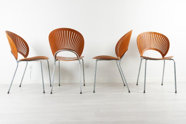 Trinidad Dining Chairs in Teak by Nanna Ditzel for Fredericia 1990s Set of 4