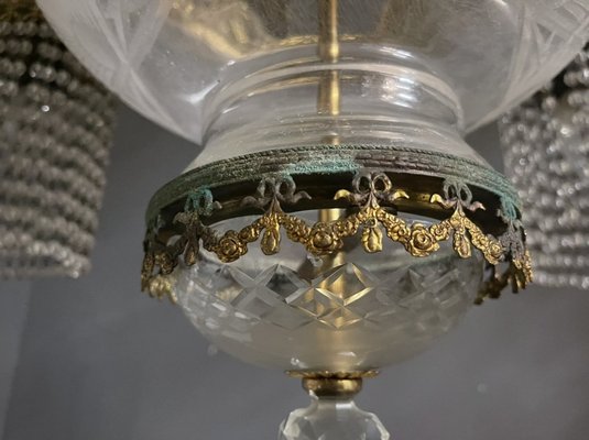 Antique Italian Liberty Chandelier Lamp, Crystal Chandelier Lamp Vintage