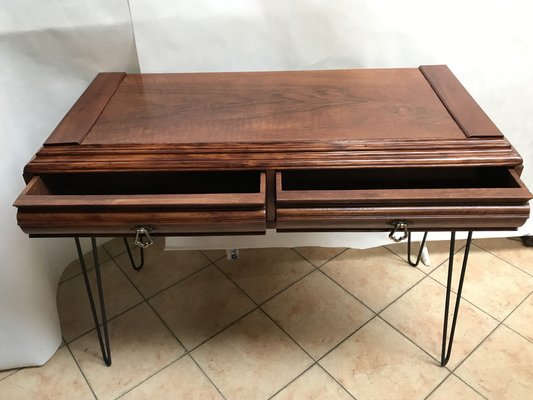 Walnut and metal outlet desk