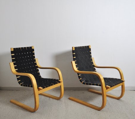 Set of Model 406 Lounge Chairs by Alvar Aalto for Artek for sale