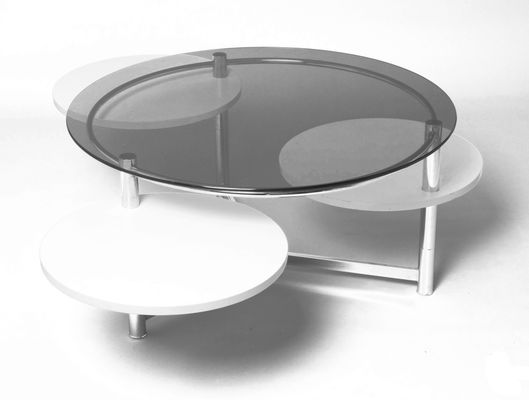 Runder Franzosischer Rauchglas Couchtisch Mit 3 Abnehmbaren