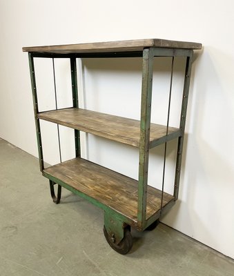 Industrial Green Shelf With Wheels, Bookcase On Wheels Uk