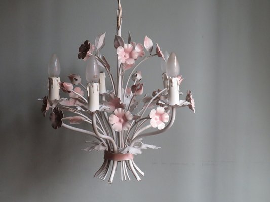 Antique floral toleware on sale chandelier
