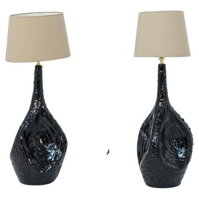 Lava Stone Table Or Floor Lamps Set Of, Black Table And Floor Lamp Set
