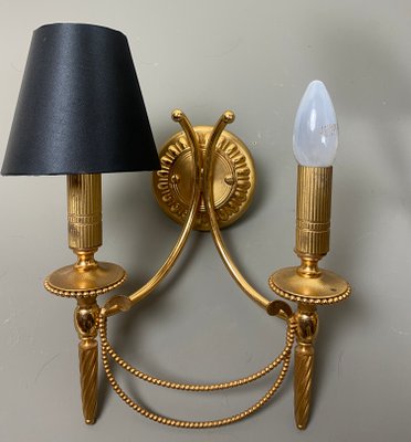 Neoclassical Italian Wall Lights in Gilt Brass by Gaetano Sciolari