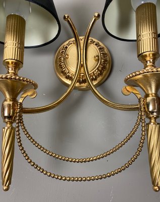 Neoclassical Italian Wall Lights in Gilt Brass by Gaetano Sciolari